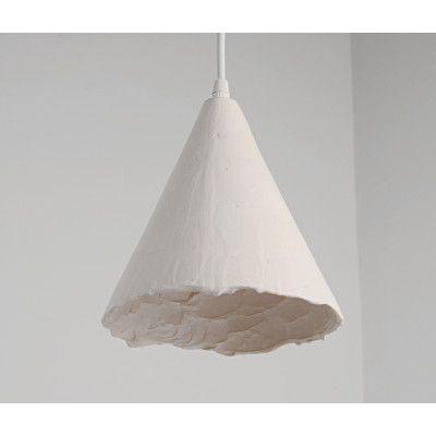 Small white ceramic modern handmade pendant lamp Boho lighting for kitchen island